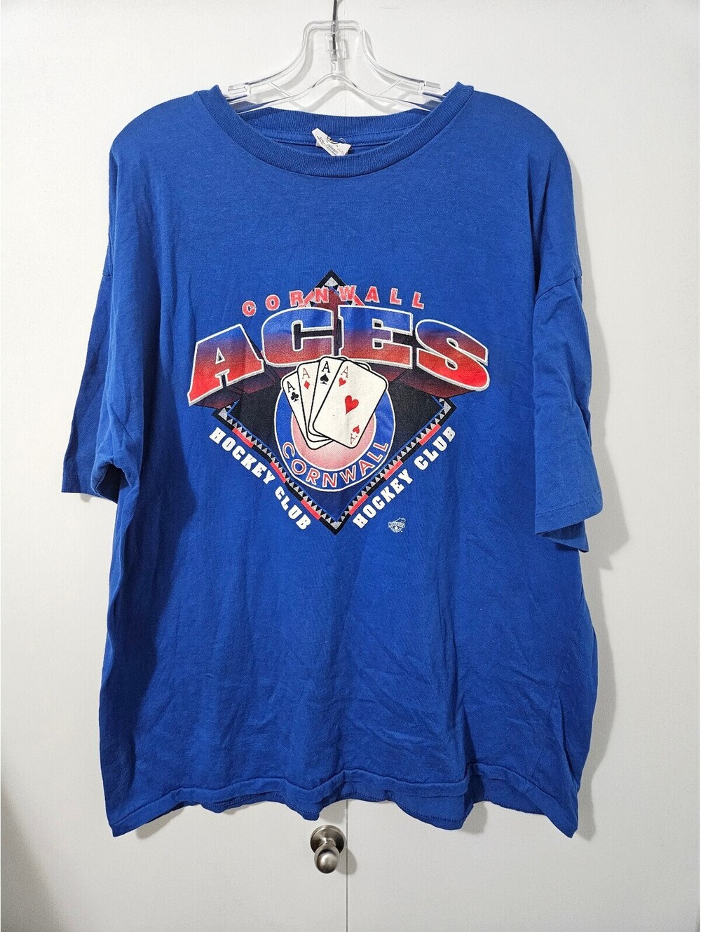 Vintage Cornwall Aces Hockey Club Blue T-Shirt XL